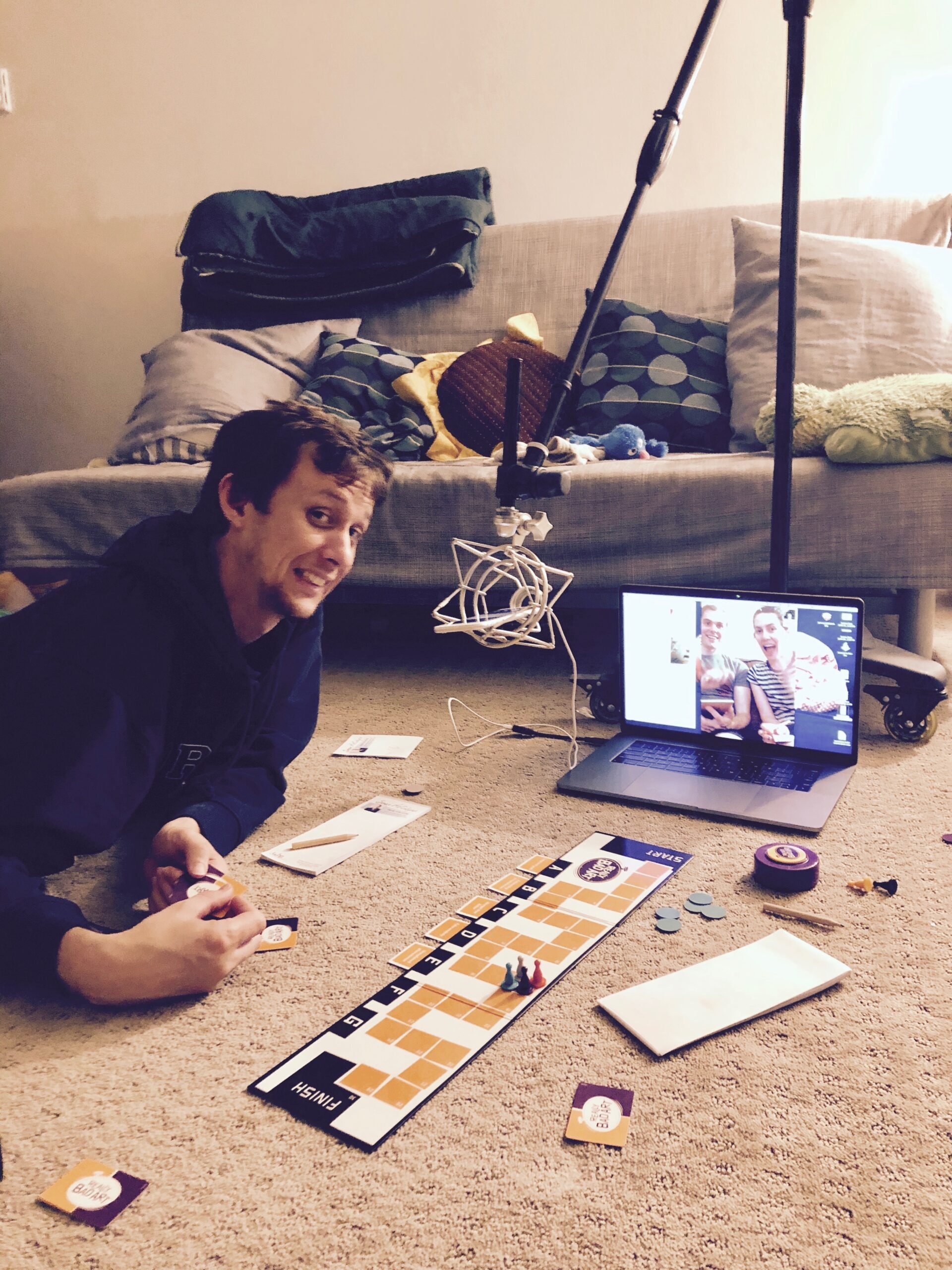 Friends playing The Game of Real Art virtually at home